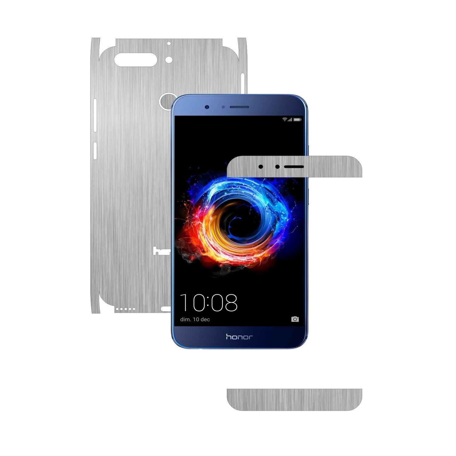 Folie de protectie Carbon Skinz, Husa de tip Skin Adeziv pentru Carcasa, Brushed Argintiu dedicata Huawei Honor 8 Pro