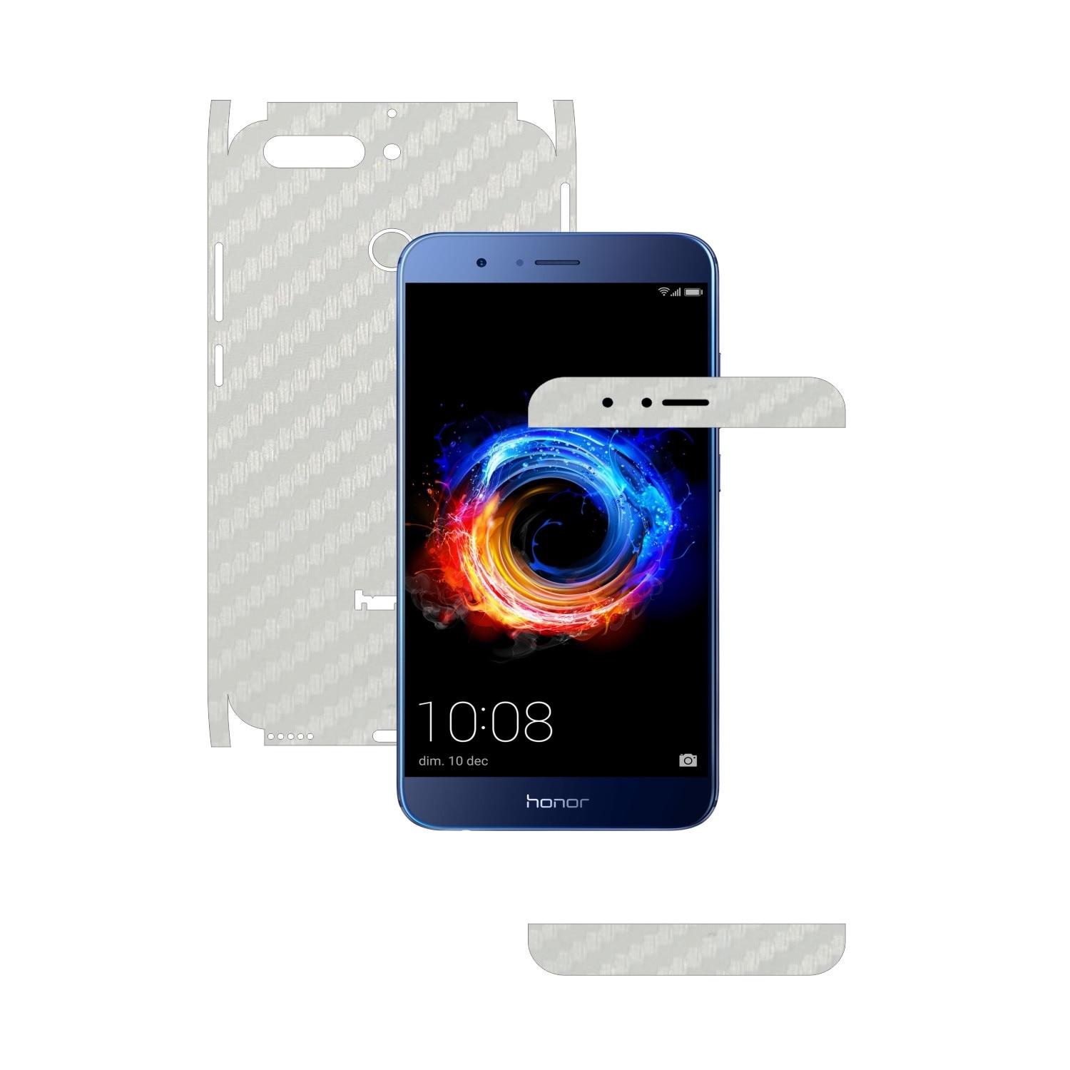 Folie de protectie Carbon Skinz, Husa de tip Skin Adeziv pentru Carcasa, Carbon Alb dedicata Huawei Honor 8 Pro