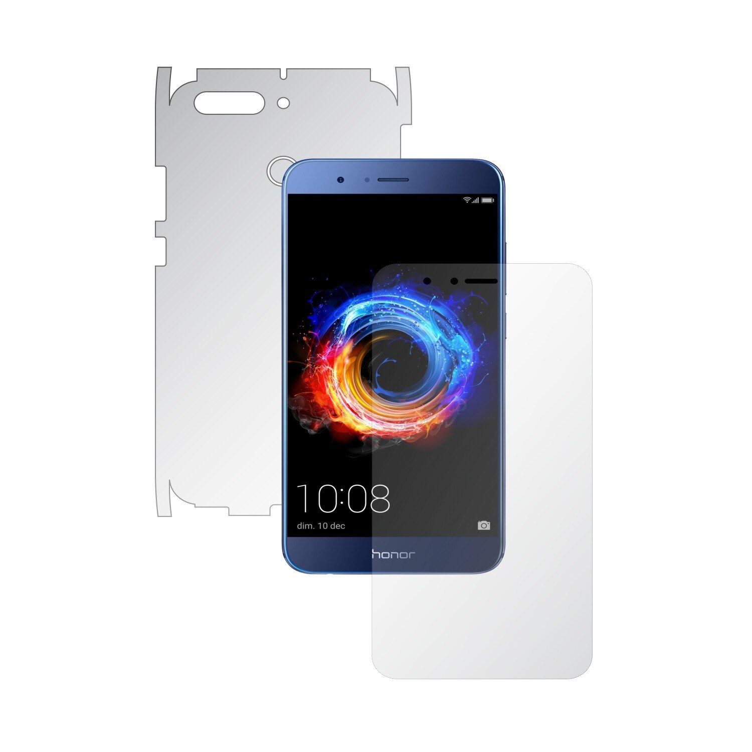 1 + 1 GRATUIT - Huawei Honor 8 Pro - Invisible Skinz HD - Folie Protectie Siliconica Ultra-Clear pentru Ecran,Carcasa Spate si Laterale, Husa Transparenta Full Body Cover Edge to Edge de tip Skin Adeziv