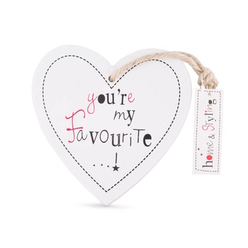 Inimioara decorativa din lemn, cu mesajul You`re my favourite Inimioara decorativa din lemn, cu mesajul You`re my favourite