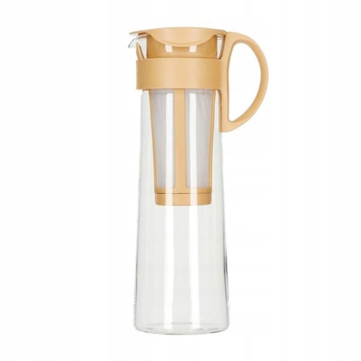 Infuzor Cold Brew Hario Mizudashi 6CXBJXAR0649, carafa din sticla cu filtru fin, lavabil in masina, crem, 1000 ml