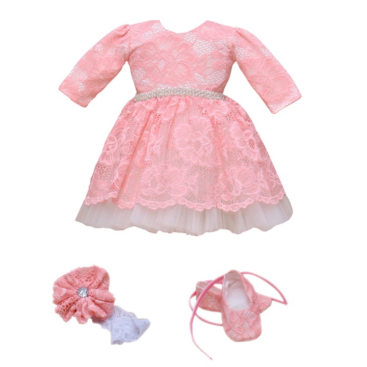 Set rochita de ocazie, Couture Bebe, Vanda, roz, Roz