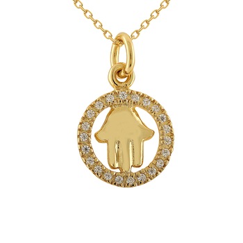 Pandantiv Hamsa cu Lant Olivess Argint 925 CZ CH349P68 Pandantiv Hamsa cu Lant Olivess Argint 925 CZ CH349P68