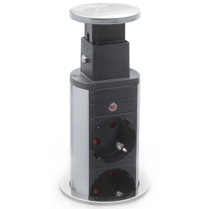 Разклонител за вграждане Delight, 3 контакта, 2xUSB, Защита от деца, 1.5 м