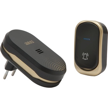 Sonerie wireless Delight, 32 tonuri, 12V, 60-90dB, 100m, Negru/Auriu Sonerie wireless Delight, 32 tonuri, 12V, 60-90dB, 100m, Negru/Auriu