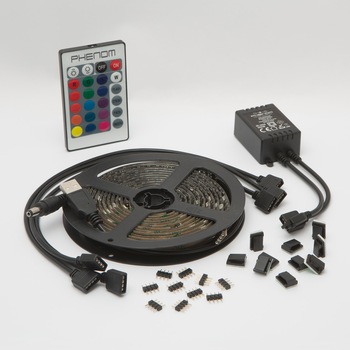 Set banda LED RGB Phenom, pentru iluminare fundal TV, telecomanda, USB, 2x45 cm + 2x80 cm Set banda LED RGB Phenom, pentru iluminare fundal TV, telecomanda, USB, 2x45 cm + 2x80 cm