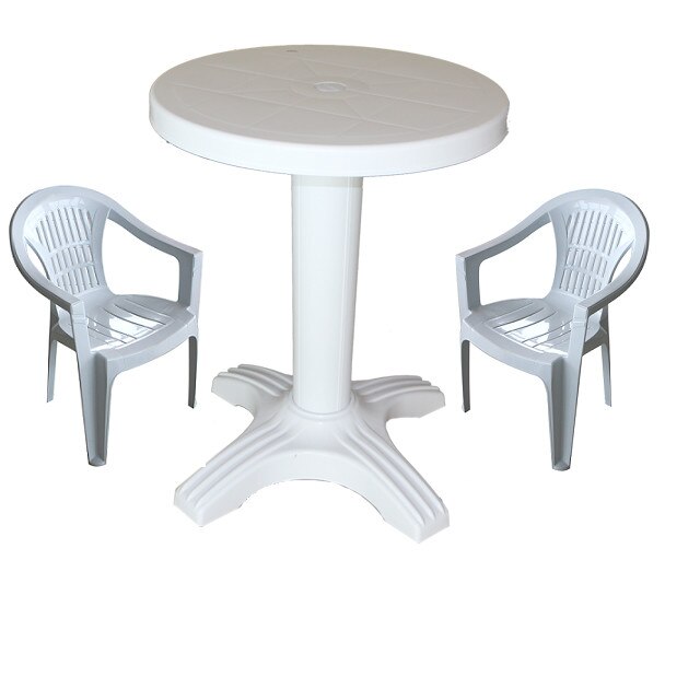 Set balcon Raki masa 60 cm cu 2 scaune Carnaval culoare alba