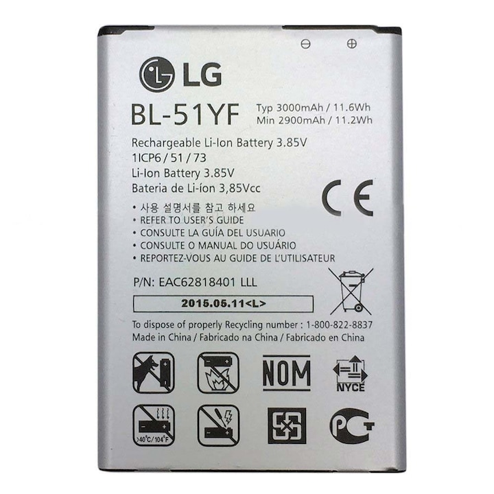 LG Eredeti akkumulátor, G4 BL-51YF-1 3000mAh, ömlesztett