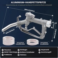 Pompa electrica de transfer motorina, 12 V, 200 W, Debit 45 l/min, Autoamorsanta, Duza manuala din aluminiu, Argintie
