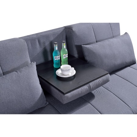 Canapea extensibila Kring Elise, 3 locuri, cu masuta pliabila, 182x92-120x88 cm, Gri