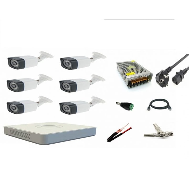 Kit/sistem supraveghere video ENVIO cu 6 camere 2 MP Full HD AESS-KIT6CHBFP50H200-HDD