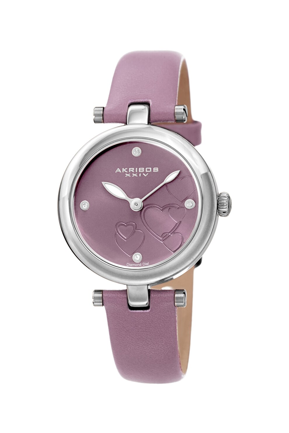 AKRIBOS XXIV, Ceas cu o curea de piele si diamante, Lila