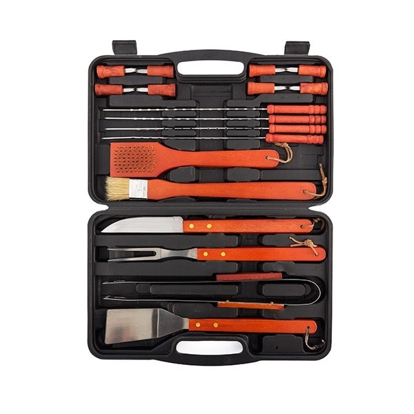 Servieta cu ustensile pentru gratar, InnovaGoods Home Garden, 18 piese, otel inoxidabil