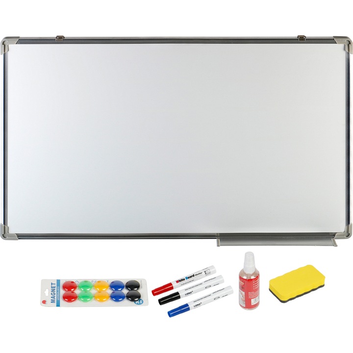 Конферентна дъска whiteboard A+, Магнитна, 600 x 900 мм и аксесоари, маркер, гъба, спрей, магнити