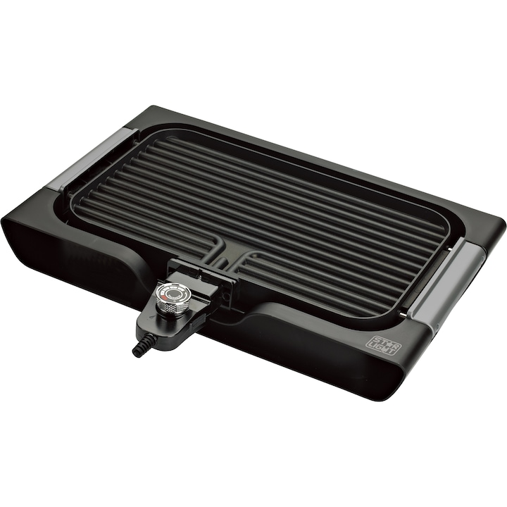 Star-Light EGB-2200W Elektromos grillsütő, 2200W, Állítható hőmérséklet, Kétoldalas sütőlap, Lapméret 40.6 x 25.4 cm, Fekete