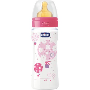 Biberon Chicco WellBeing PP Girl cu Tetina Cauciuc 330 ml Biberon Chicco WellBeing PP Girl cu Tetina Cauciuc 330 ml