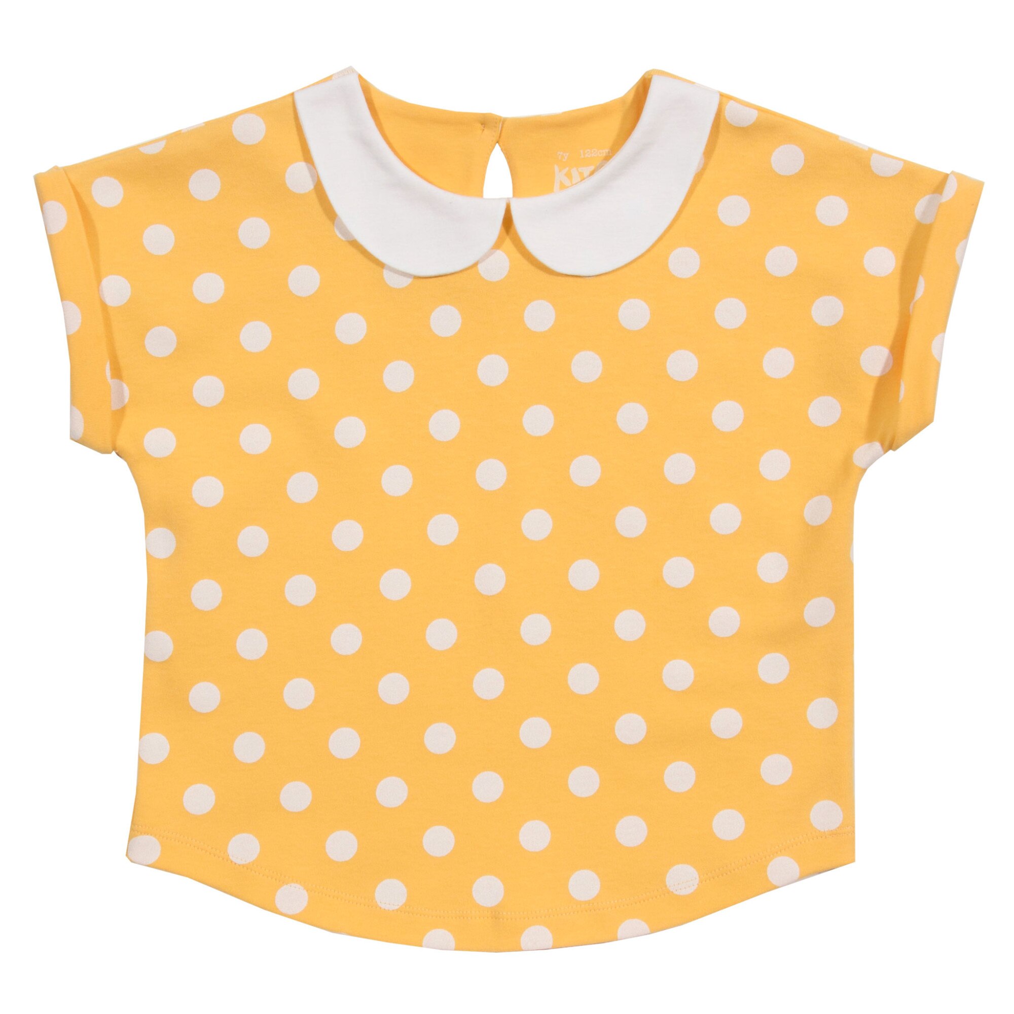 Top cu guler si buline Peter Pan 100% bumbac organic, Galben