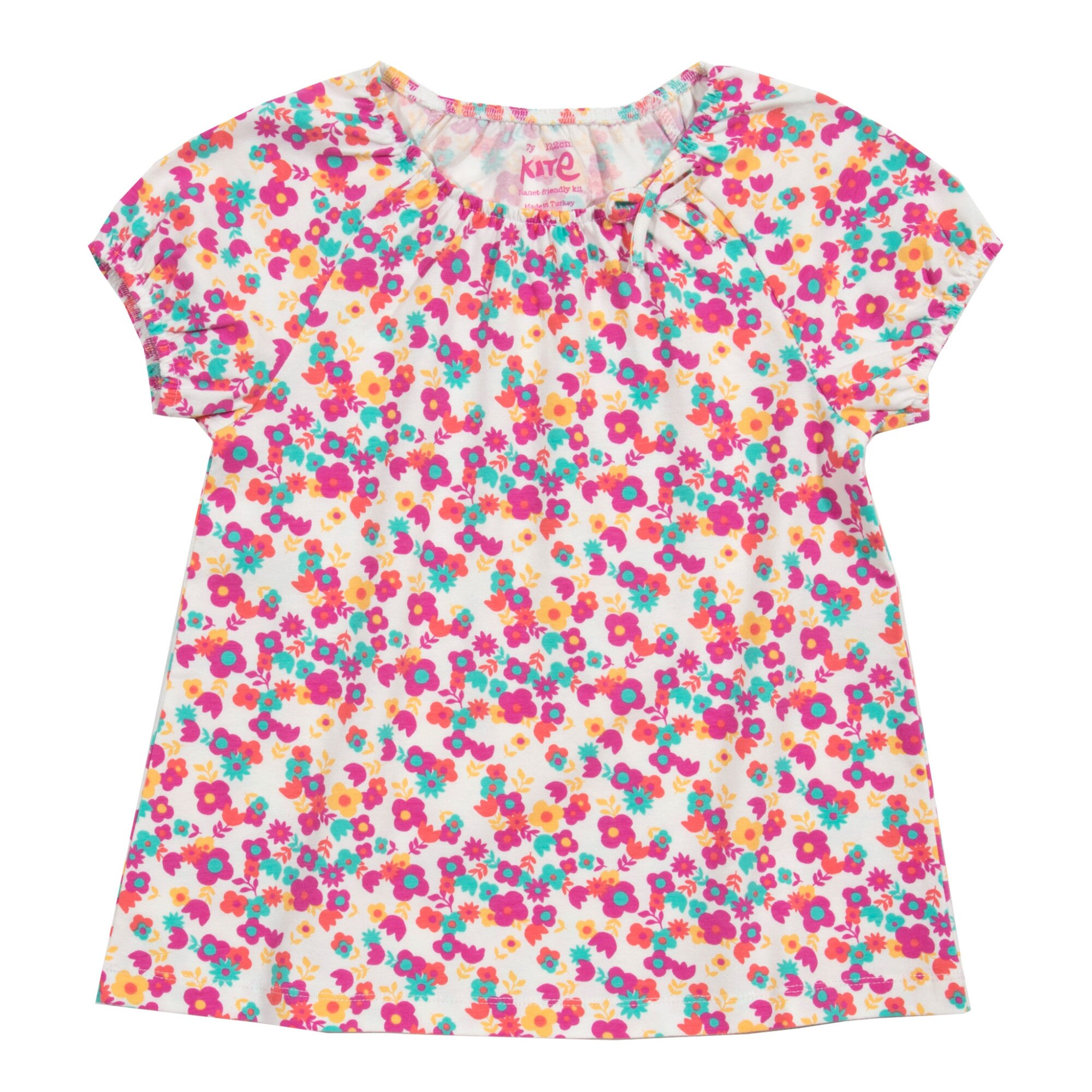 Top cu model floral bumbac organic, Multicolor