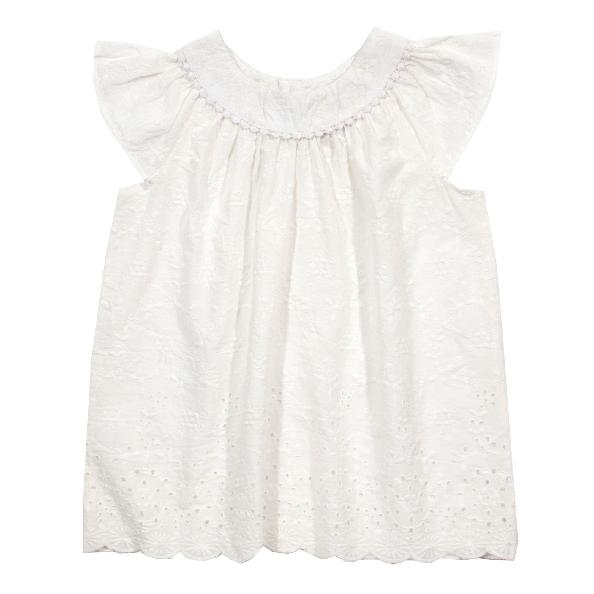 Bluza cu broderie 100% bumbac organic, Alb