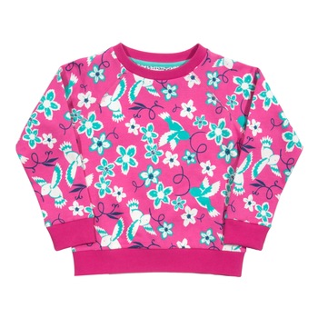 Bluza cu flori si pasari 100% bumbac organic, Roz intens Bluza cu flori si pasari 100% bumbac organic, Roz intens