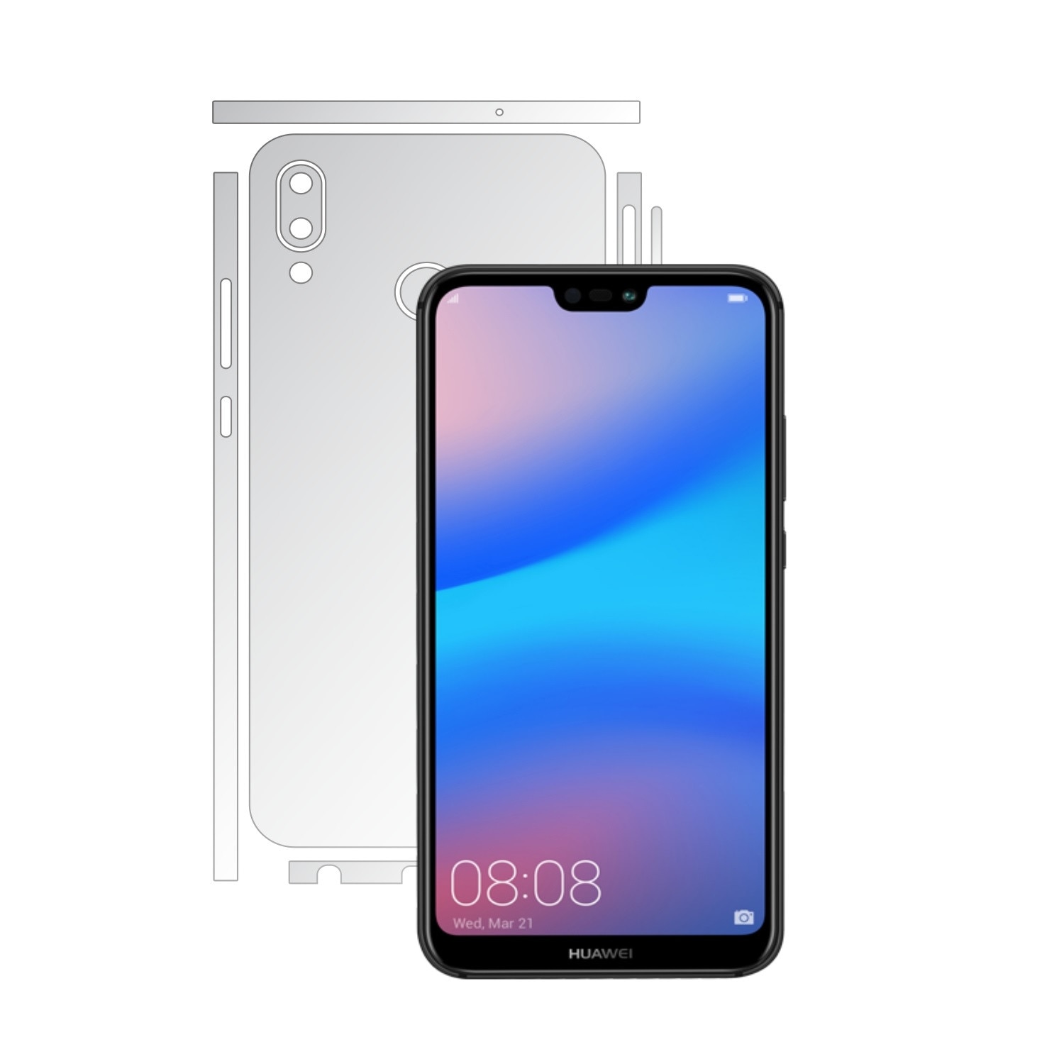 Folie Protectie Invisible Skinz Ultra-Clear AutoRegeneranta, Husa Transparenta de tip Skin Adeziv pentru Carcasa si Laterale, dedicata Huawei P20 Lite