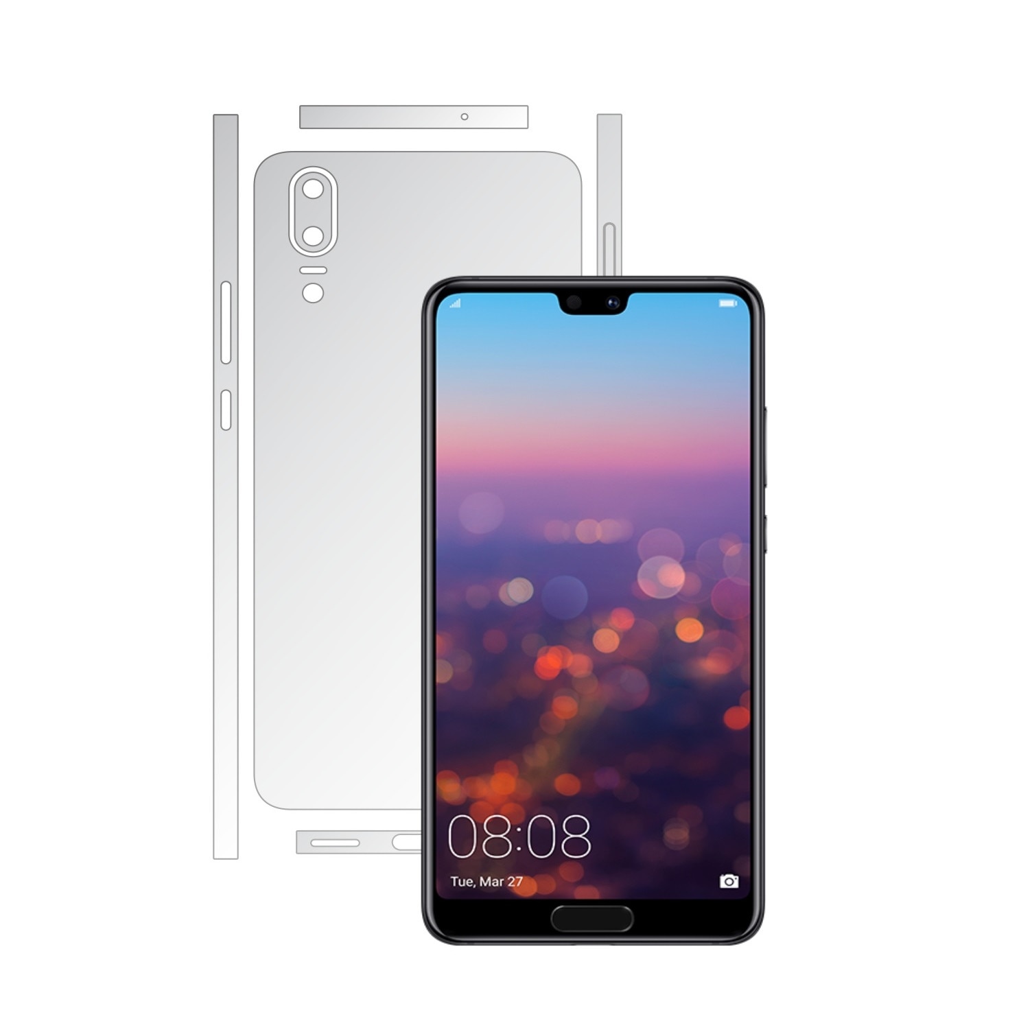 Folie Protectie Invisible Skinz Ultra-Clear AutoRegeneranta, Husa Transparenta de tip Skin Adeziv pentru Carcasa si Laterale, dedicata Huawei P20