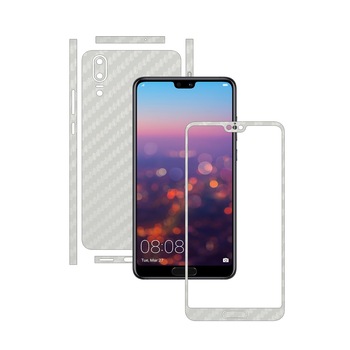 Folie de protectie Carbon Skinz, Husa de tip Skin Adeziv pentru Carcasa, Carbon Alb dedicata Huawei P20 Folie de protectie Carbon Skinz, Husa de tip Skin Adeziv pentru Carcasa, Carbon Alb dedicata Huawei P20