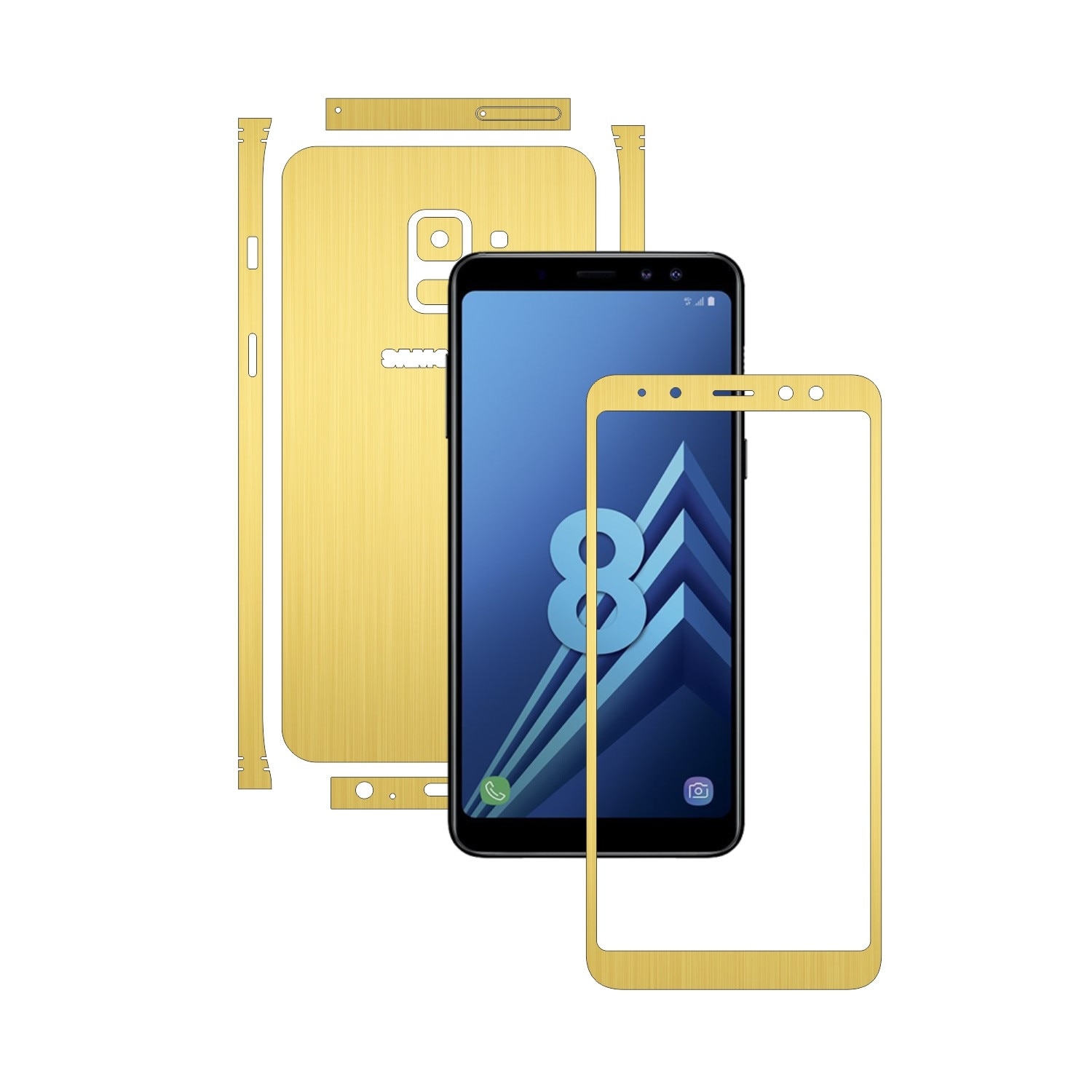 Folie de protectie Carbon Skinz, Husa de tip Skin Adeziv pentru Carcasa, Brushed Auriu dedicata Samsung Galaxy A8 (2018)