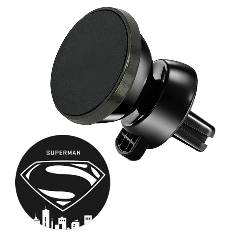 Suport telefon auto magnetic 360 grade Negru cu disc metalic Superman