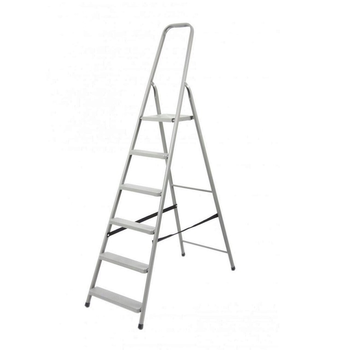Scara aluminiu pliabila, 6 trepte, platforma, 125kg, Strend Pro D6