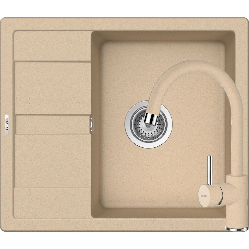 Kit chiuveta Schock Ronda D-100 580 x 500 mm si baterie Schock Plutos Moonstone Cristalite