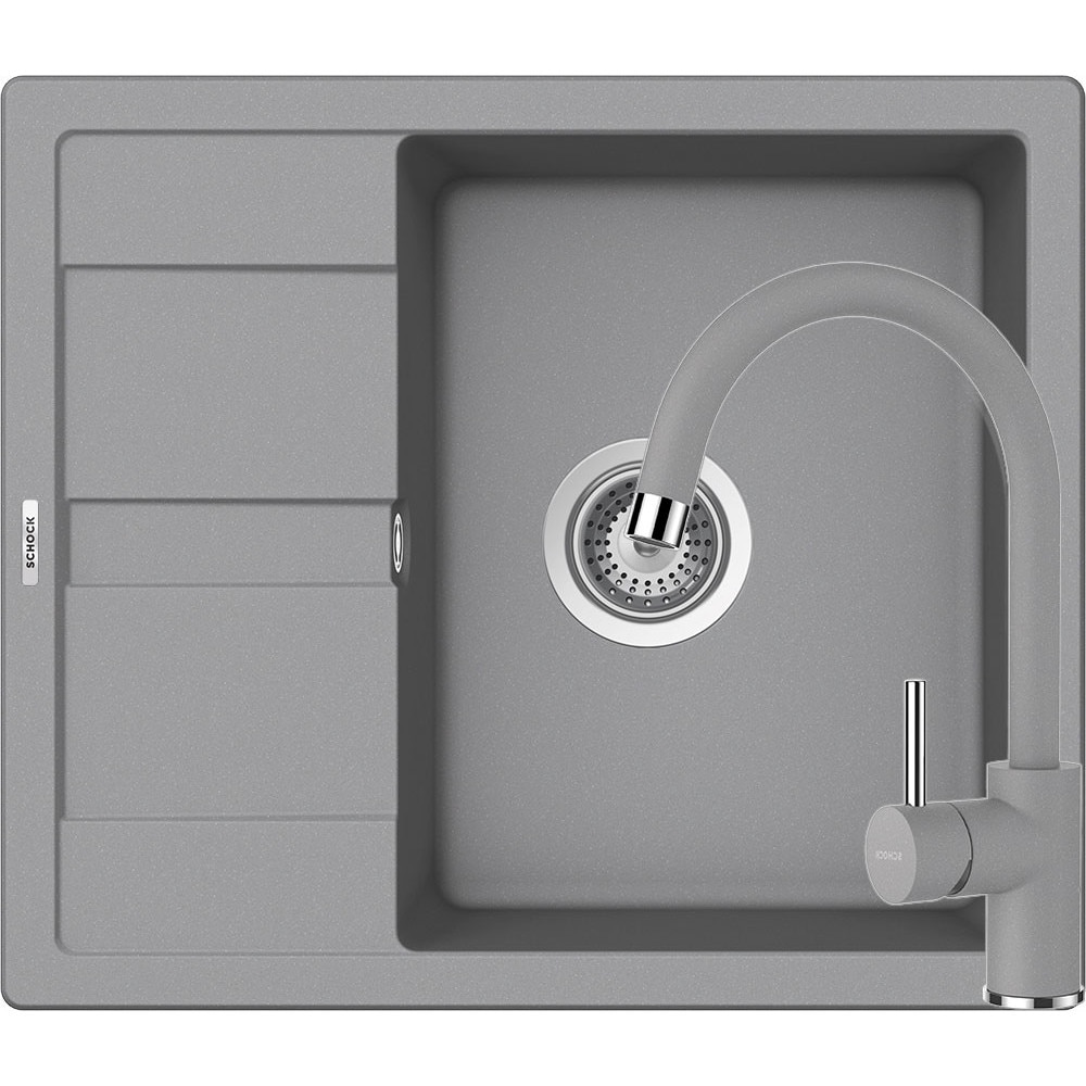 Kit chiuveta Schock Ronda D-100 580 x 500 mm si baterie Schock Plutos Croma Cristalite