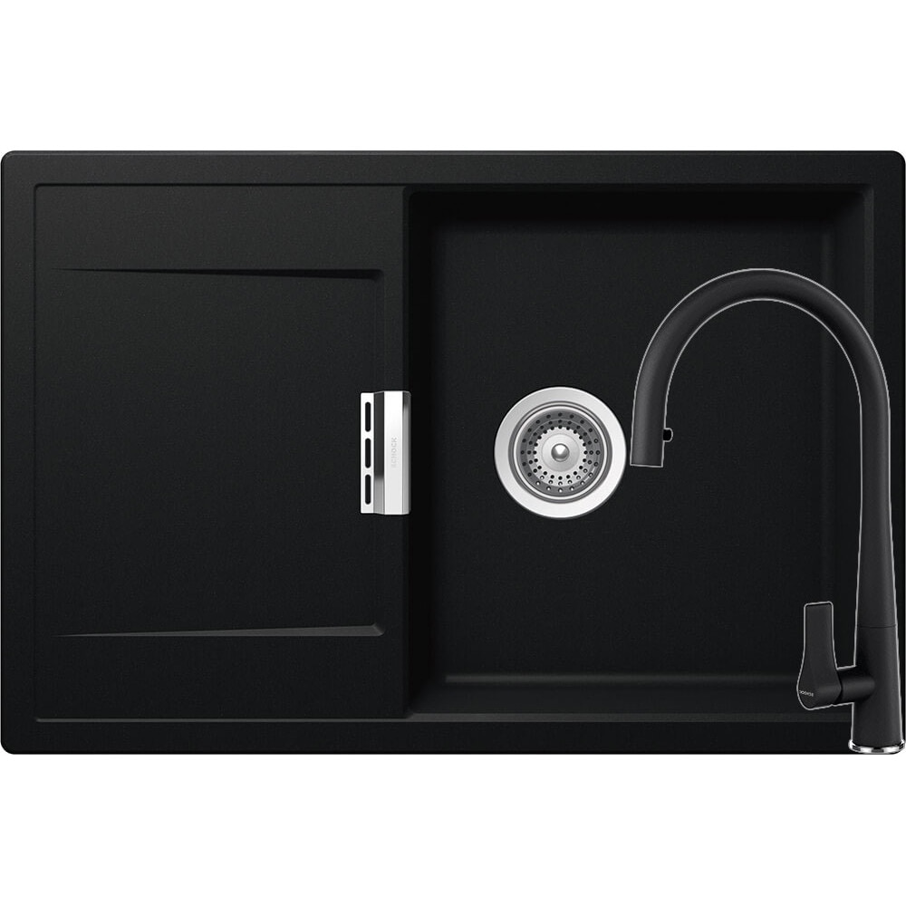 Kit chiuveta Schock Mono D-100 765 x 510 mm si baterie Schock Gota cu Dus Extractibil Puro Cristadur