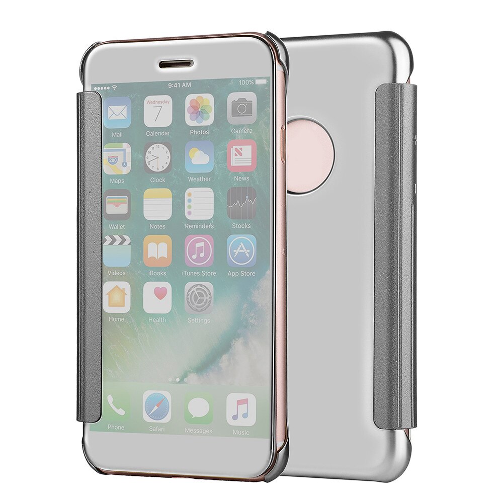Husa Book View Mirror compatibila cu Apple iPhone 6 - 6S Plus, Silver