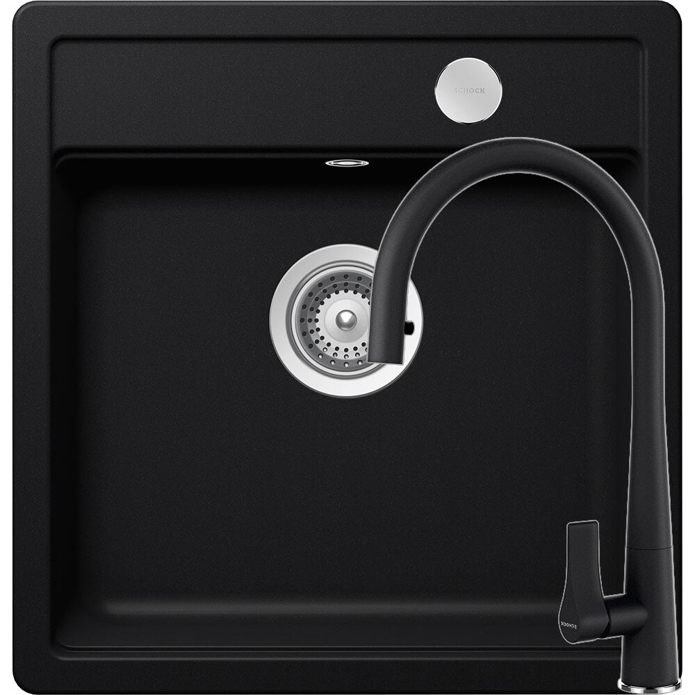 Kit chiuveta Schock Mono N-100S 490 x 510 mm si baterie Schock Gota cu Dus Extractibil Puro Cristadur