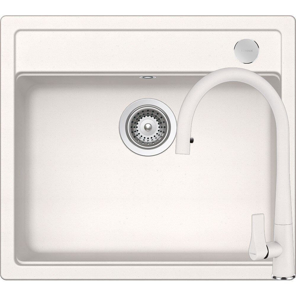 Kit chiuveta Schock Mono N-100 570 x 510 mm si baterie Schock Gota cu Dus Extractibil Polaris Cristadur