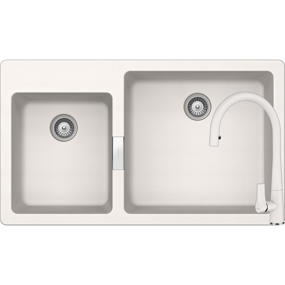 Kit chiuveta Schock Signus N-175 860 x 500 mm si baterie Schock Gota cu Dus Extractibil Polaris Cristadur