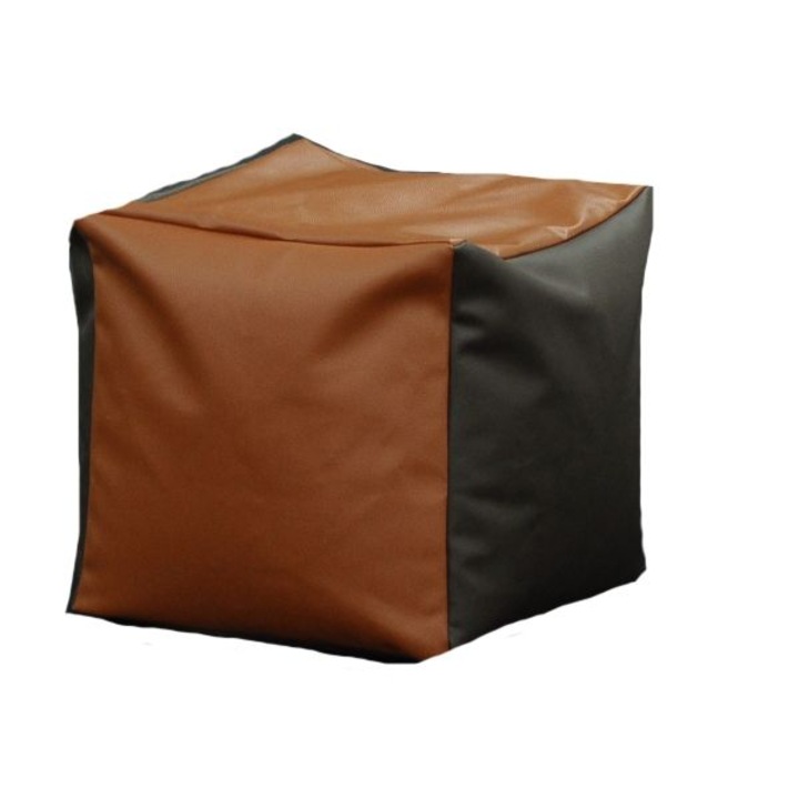 Пуф Pufrelax, 80л., Табуретка Куб - Dark side, Еко кожа, Пълнеж от Полистиролни перли