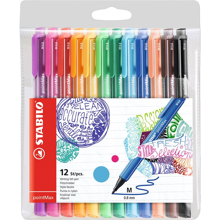 STABILO PointMAX filctoll készlet, vegyes színű, 12pcs