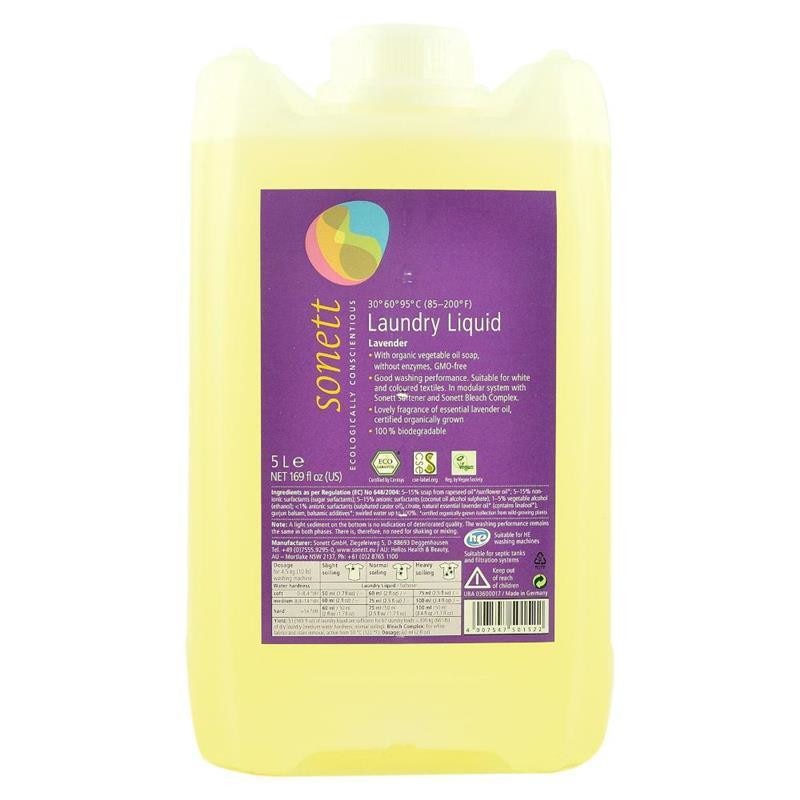 Detergent Ecologic Lichid pentru Rufe Albe si Colorate Lavanda Sonett 5L