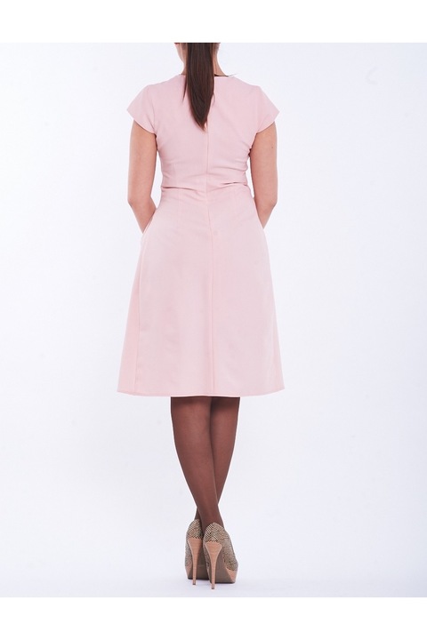 Rochie roz pal cu pliuri pe partea stanga TinaR 38