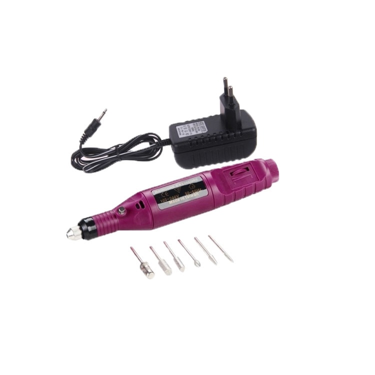 Pila Electrica pentru manechiura si pedichiura semiprofesionala, 6 Capete, Roz