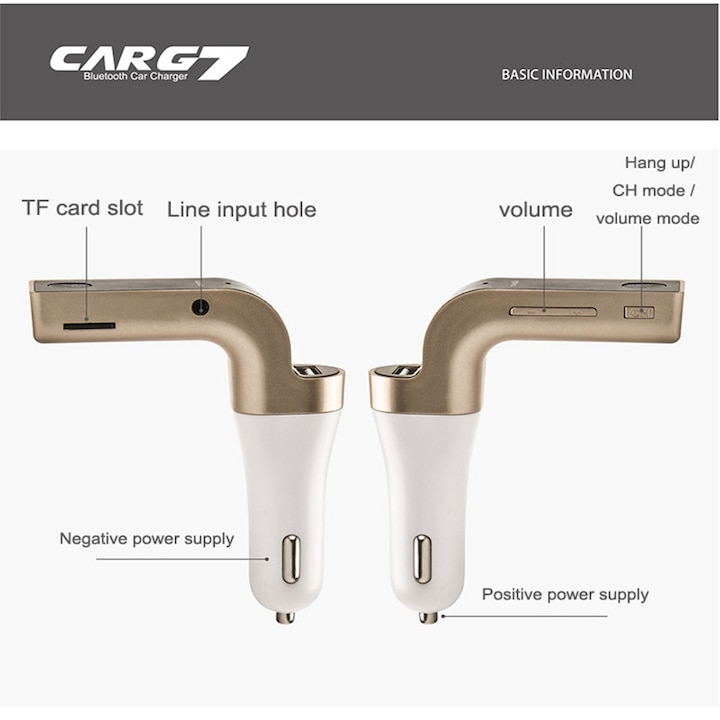 ONIMAG AUTO CARG7 FM Modulátor, Bluetooth, USB, SD, MP3 funkcióval