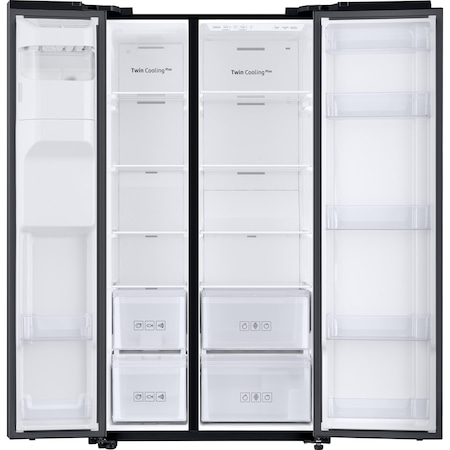 Side by side Samsung RS68N8220B1/EF, 617 l, Clasa A+, Full NoFrost, Twin Cooling, Compresor Digital Invertor, Display, Dispenser, H 178 cm, Negru