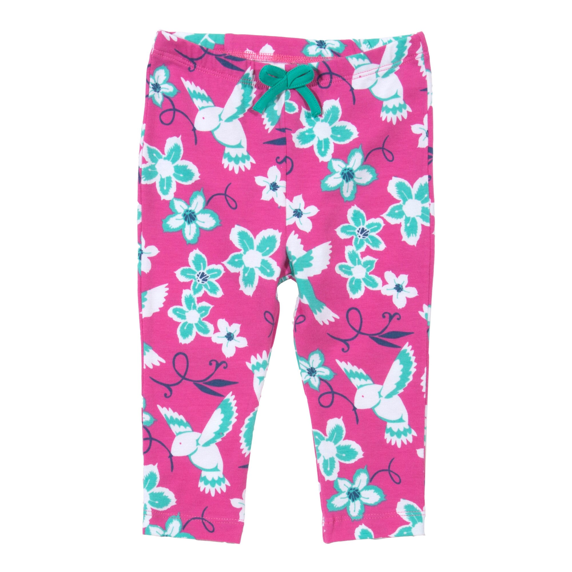 Pantaloni pasari si flori bumbac organic, Multicolor, 80CM