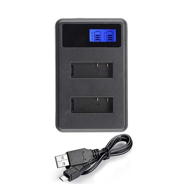 Incarcator acumulatori dublu LCD EKEN , SJCam , cablu USB , negru