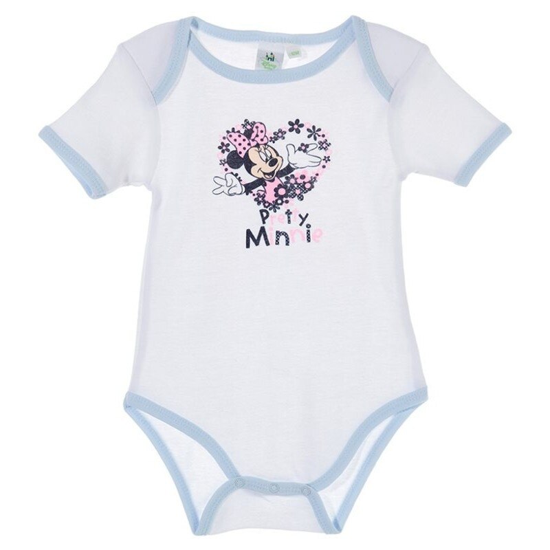 Body fetite Disney Minnie alb/bleu, 12 luni, 74 cm
