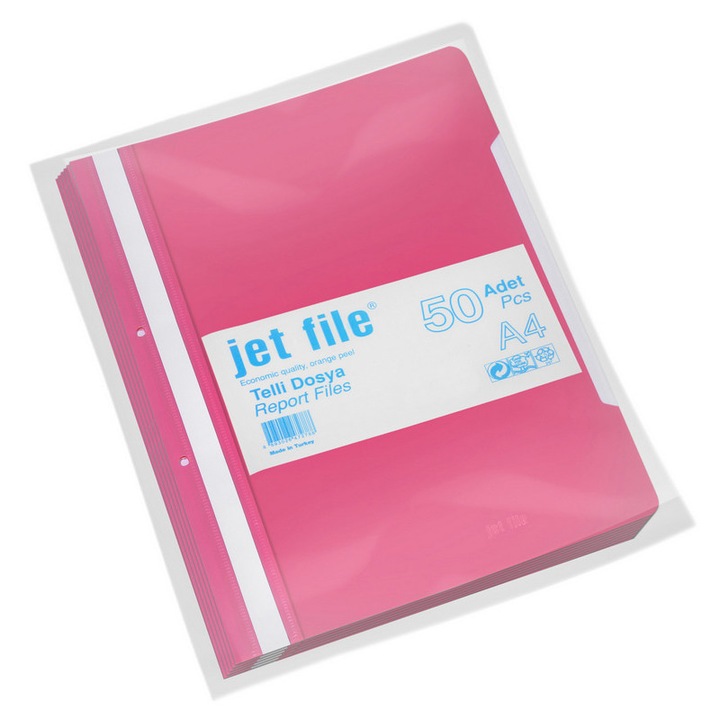 Set 10 dosare PP cu sina si perforatii - roz