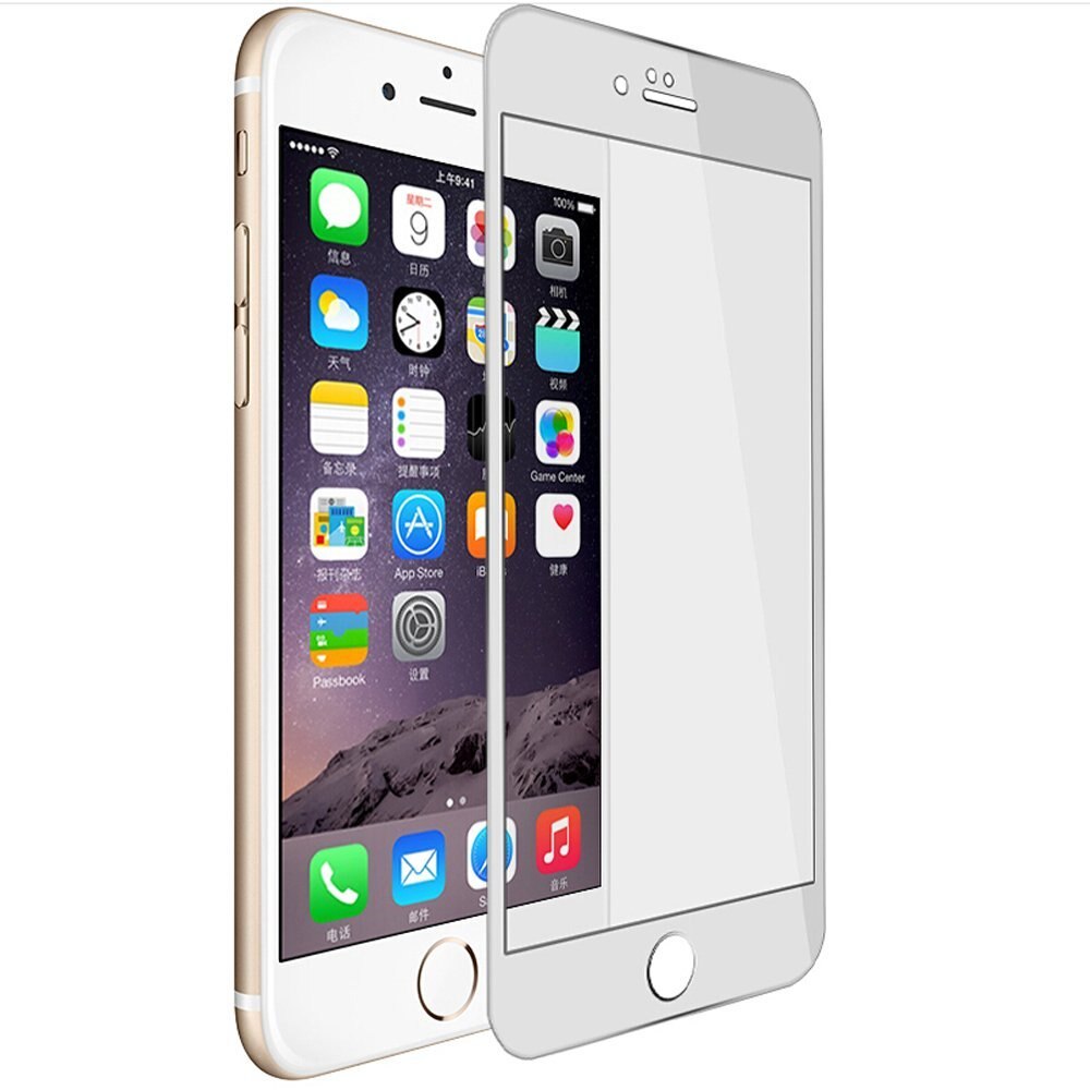 Folie sticla securizata iPhone 6, 5D, protectie completa ecran si margini curbate, Alb