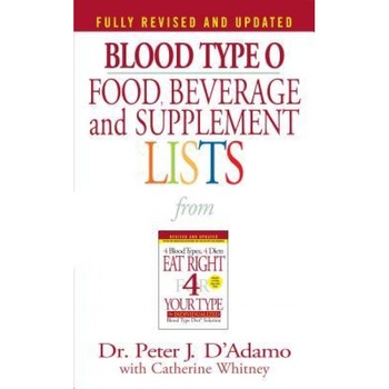 Blood Type O Food, Beverage and Supplemental Lists, Peter J. D'Adamo Blood Type O Food, Beverage and Supplemental Lists, Peter J. D'Adamo